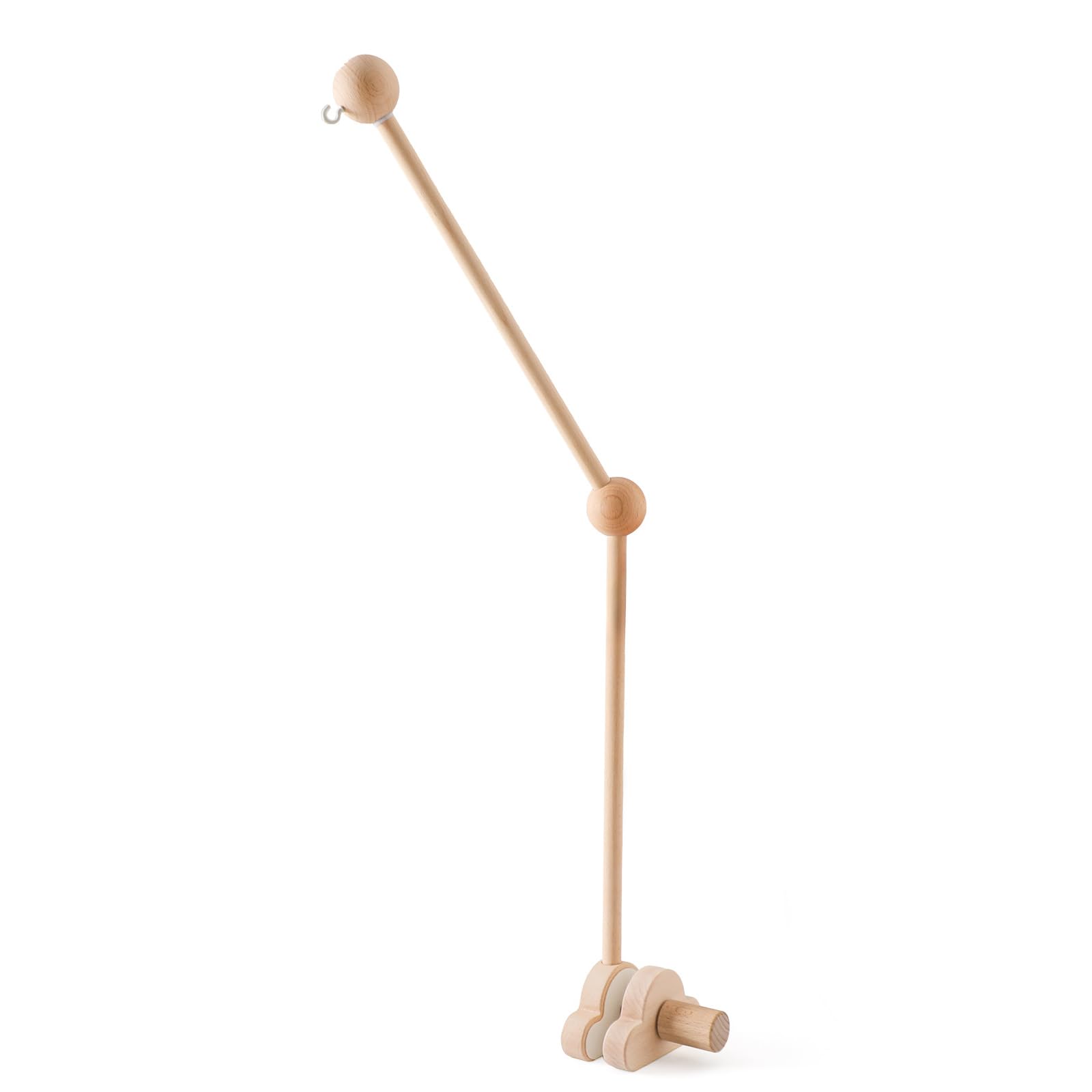 Wedhapy Mobile Arm for Crib Cot Mobile Arm 27.17inch Wooden Cloud Design Detachable Baby Hanger Height Adjustable Cute Crib for Bed Bell Wind Chimes