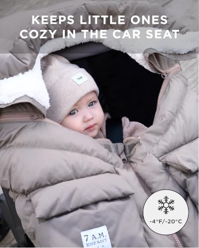 Image of 7AM Enfant Car Seat Covers - Cocoon Baby Cover for Boys & Girls, Rain & Snow Repellent, Breathable Windproof, Center Zipper, Universal Fit for Infant Car Seat (0-12M) (Pine)