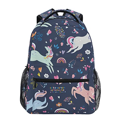 Sac à dos école licorne amour fleur pour voyage et étudiant
