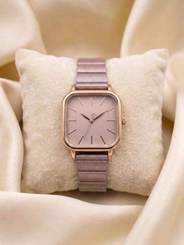Image of AMERICANVIBER | Premium Square Analog Watch for Women & Girls | Stylish Stainless Steel Strap | Elegant Heart Second Hand | Adjustable Lock | Trendy Ladies Wrist Watch under 499 | Square Case Design | Perfect for Casual | Affordable Fashion Watch for Girls