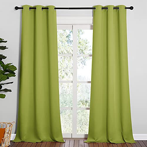 Image of NICETOWN Room Darkening Window Panels - Fresh Green Thermal Insulated Curtains 95 inches Length for Christmas Bedroom (42 inches Width, Double Pieces)