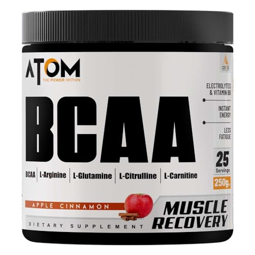 AS-IT-IS ATOM BCAA 250g with L-arginine, L-Carnitine, L-Citrulline for Energy burst & Athletic Performance, Apple Cinnamon