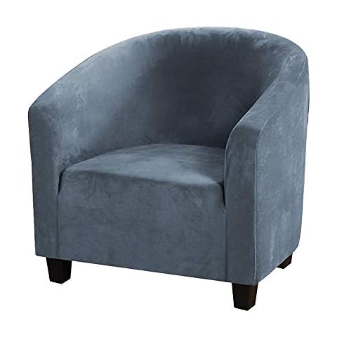 Topchances Club Chair Covers, Tub Chair Slipcover Stretch Velvet Armchair Covers Sofa Cover Velvet Fabric Soft Non Slip Washable Furniture Protector for Bar Counter (Grey blue) Cover