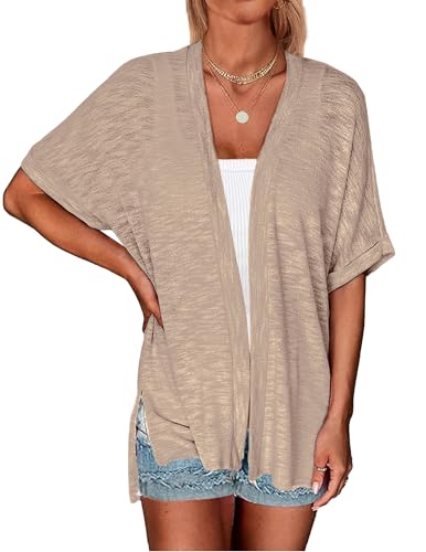 Image of Yekaty Lightweight Cardigans for Women Casual Summer Short Sleeve Cardigan Open Front Beach Coverups 2026