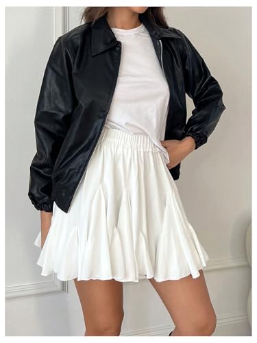 SHENHE Women's Ruffle Flowy Mini Skirt High Waisted A Line Boho Swing Short Skirt3