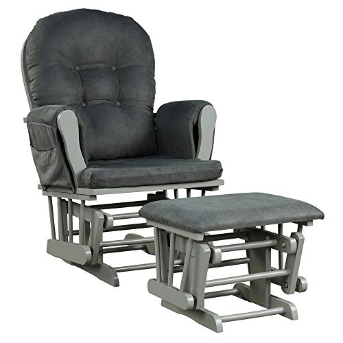 DORTALA Baby Glider Rocker with Ottoman, Multi-Position Glider with Cleanable Upholstered, Smooth Rocking Motion, Nursery Glider & Ottoman Sets for Nursing Baby, Reading, Grey