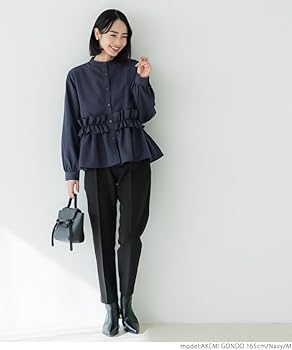 Amazon | [コカ] ホイップフリル ブラウス ネイビー M | シャツ