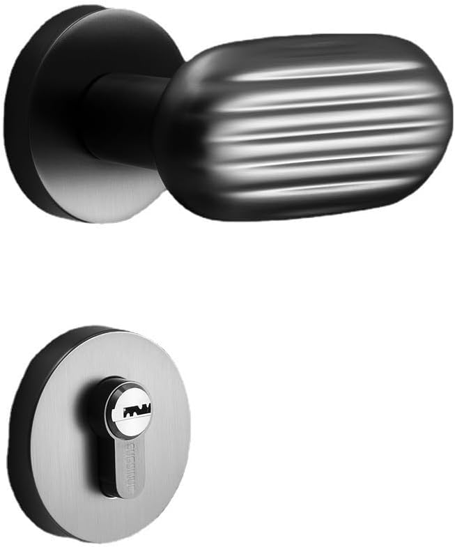Locks Indoor Bedroom Bathroom Silent Door Lock Modern Simple Room Door Lock Gray Black Magnetic Split Lock(Magnetic Silent Lock Body)
