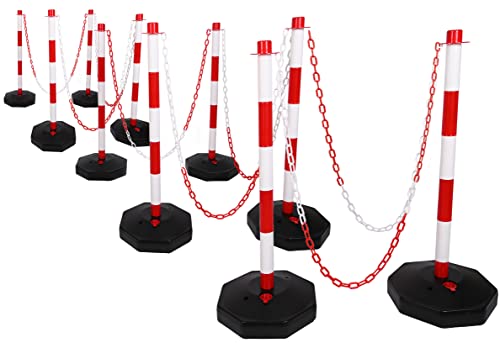 ABSPERRPFOSTEN POLLER PFOSTEN SET 10 Pfosten mit 18 m Kette Cover