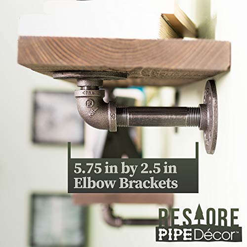 Industrial Pipe Wooden Shelves Restore By Pipe Décor Premium Ponderosa Pine Wood Shelving 36 Inch Length Set Of 2 Boards And 6 L Brackets Driftwood Tan Finish #TOP4