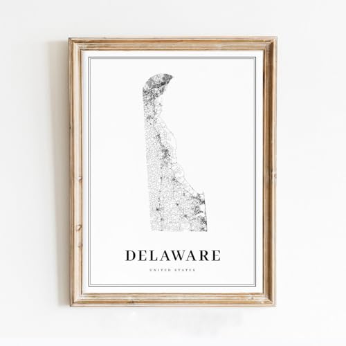 Modern Black & White Poster of Delaware State De Usa United States | 11x17 12x18 16x24 24x36 Unframed Print Wall Art | Minimalism City Traveler Gift | Minimalist Home Office Decor