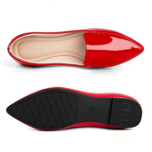 Image of MUSSHOE Pointed Toe Flats for Women, Comfortable Business Casual Work Shoes, Slip On Loafers with Arch Support, Office Walking Flats for All Day Standing