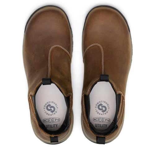 KEEN Utility Men's Evanston Chelsea Soft Toe Waterproof Leather Durable Pull On Construction Work Boots, Bison/Black, 10.5 EE by KEEN Utility - Used condition - Image 5