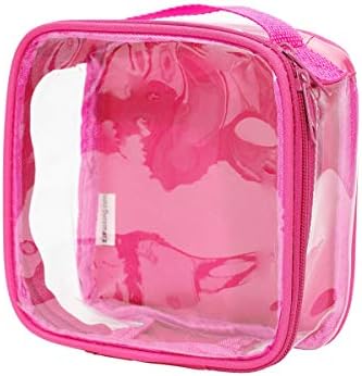 Clear TSA Approved 3-1-1 Travel Toiletry Bag for Carry On / Quart Size Transparent Liquids Pouch for Airport Security & Carry On / Reusable See Through Vinyl & PVC Plastic Organizer for Men and Women (Pink)