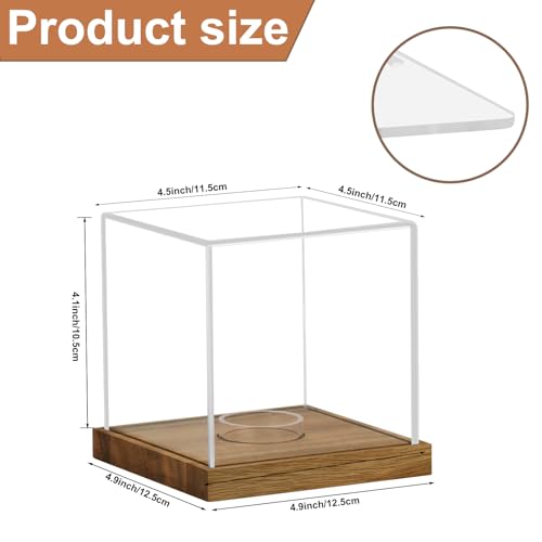 Image of 2 Pack Clear Acrylic Softball Display Case with Wood Base, Memorabilia Stand Cube Holder, Dust Protection Transparent Storage Box for Single Ball Souvenir Softball Collections