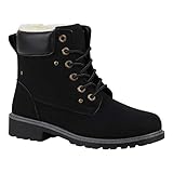  stiefelparadies Warm Gefütterte Worker Boots Damen Outdoor Stiefeletten Robust 165966 Schwarz Schwarz Dunkelbraun 40 Flandell