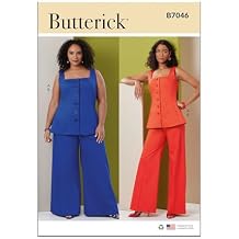 Butterick B7046BB Womens Sleeveless Buttoned Top and Wide Leg Pants Sewing Pattern Packet, Design Code B7046, Sizes 20W-28W