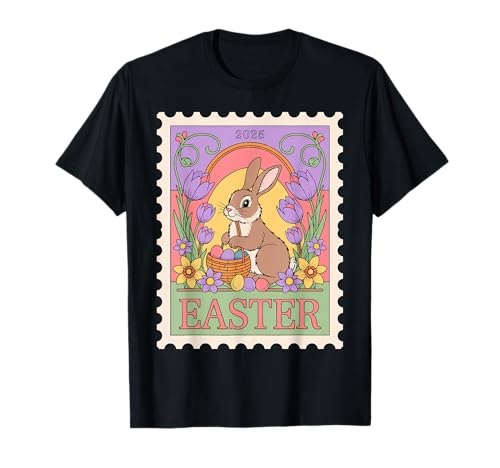 Sello postal vintage de conejo de Pascua 2025 Camiseta