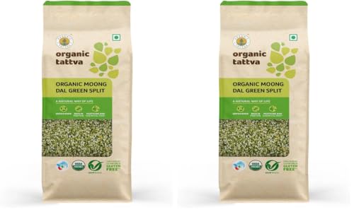 Image of Organic Tattva Organic Moong Chilka Dal - 500g | Green Moong Dal Split | Naturally Grown, No Preservatives, Gluten-Free | Hygienically Packed Daal (Pack of 2)