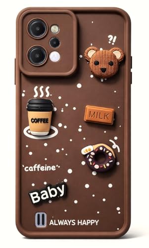 Image of Bintage Ball Bear| Donut| Milk Cake| Baby| Coffee Rubber Case Camera Protection Back Cover Compatible for Realme C31 - Brown