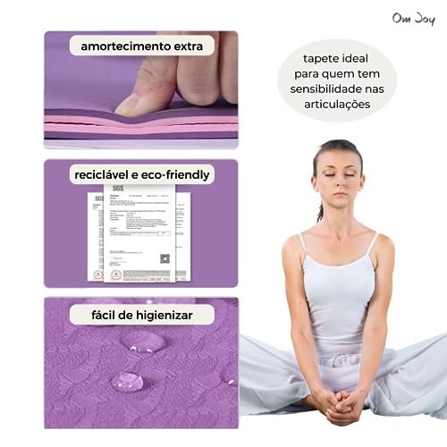Kit Yoga | Tapete Yoga Mat Pilates Colchonete TPE Ecológico 6mm Confortável + Alça de Transporte Aju
