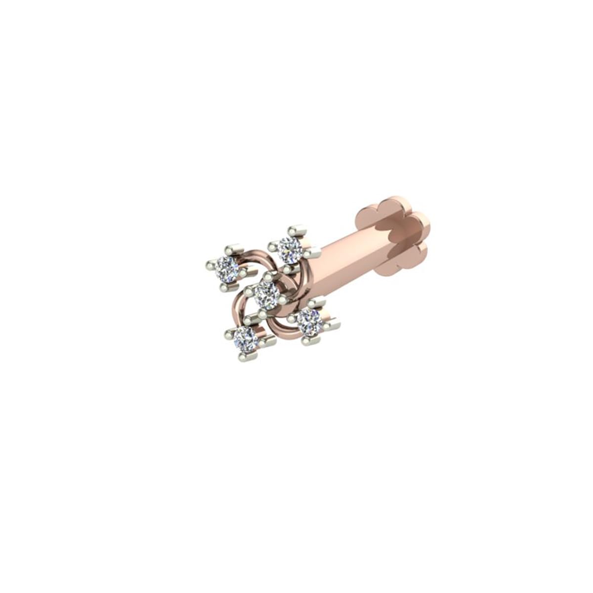 18K/14K Yellow/Rose/White Gold and Diamond Nose Pin(Screw) for Women-image-43
