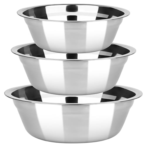elthmpr Rührschüssel Set Edelstahl Schüssel Salatschüssel - 3er-Set Edelstahlschüsseln in 3 Größen Rührschüssel Schüsselset Metallschüssel Stapelbar Rührschüsselset Spülmaschinenfest für Küche