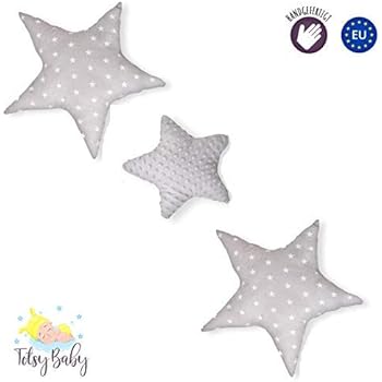 Dekokissen Kinderzimmer Kissen Stern Pluschkissen Fur Kinder Madchen Zierkissen Rosa Grau Mit Sternen Set O 30cm