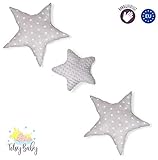 cojin estrella cojines bebe - decoracion peluche estrella regalo bebe recien nacido niña niños chico gris-gris con estrellas y lunares ø 30 cm u. 2 x ø 60cm