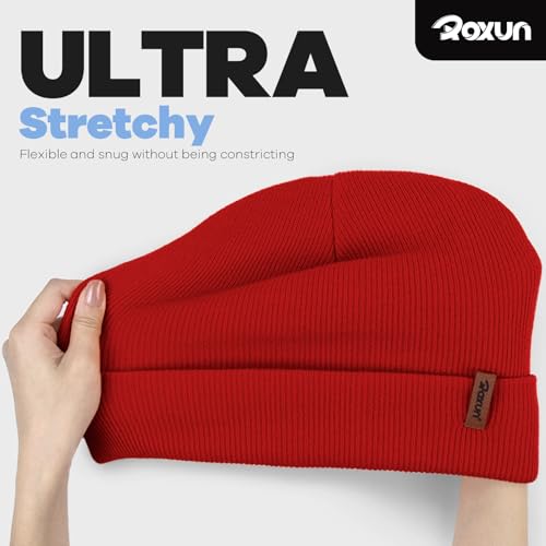 Image of ROXUN Beanie for Men /Women Winter Hat Soft Warm Unisex Skull Stocking Cap | cuffed beanie,stretch-knit fit ,suits daily wear,hiking, skiing cycling