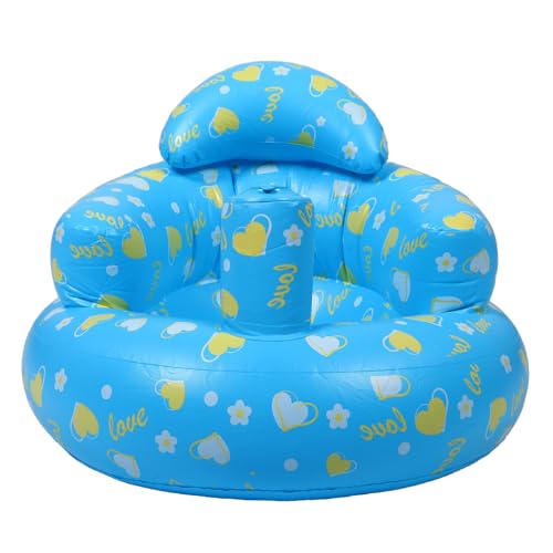 MALUGOGO Silla Inflable para Ñiño Azul Corazón Asiento de Baño Antideslizante de PVC Asiento de Aprendizaje Portátil y Plegable para Pequeños Adecuado para Baño y Viajes