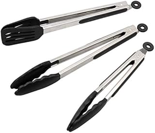 Alimat PluS Kitchen Tongs Set of 3, Cooking Tongs with Stainless Steel, Silicone Tongs for Serving, Nonstick Food Tongs(9+12+12inches)