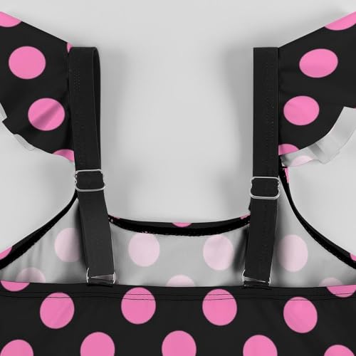 Image of Girls One Piece Swimsuit Polka Dots Ruffles Swimwear Bathing Suits 3-12 Years