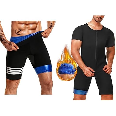 DYUAI Sauna Suits for Men Sauna Sweat Shirt Heat Trapping Vest Full Sauna Shorts Workout Top with Shorts Exercise Fitness Cover