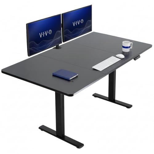 Image of VIVO Black 71 x 36 in Standing Desk, DESK-KIT-1B7B-36 | Electric, Holds 220 lbs, Sit Stand, Height Adjustable, Extra Deep Table Top, Memory Presets, 1B Series, Black Frame