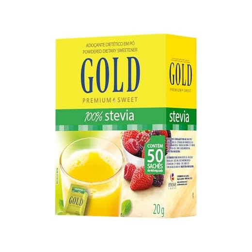 Adoçante Dietético Stevia em Pó Gold 50 Sachês x 0,6g