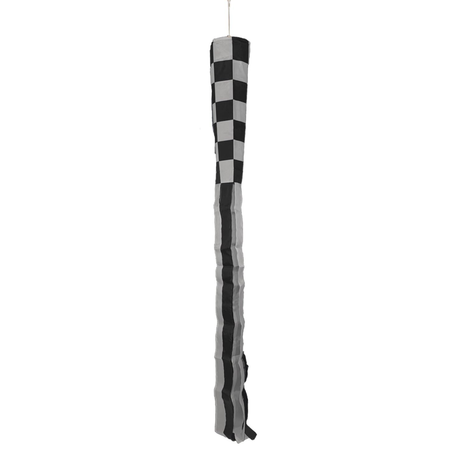 Flagtex Black and White Check Windsock 150cm x 30cm Premium Polyester Garden Wind Sock | Chequered Flag Design Outdoor Pole Display for Camping Festivals Events
