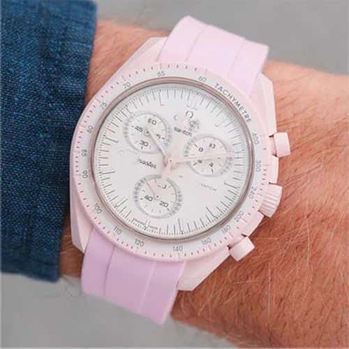 Image of Bands for MoonSwatch Watch,Curved end No Gap,Premium Silicone Rubber Watch Strap for Omega X Swatch Moonswatch Speedmaster /Rolex /SEIKO 20mm 22mm Watch Strap Replacement Band for Men Women