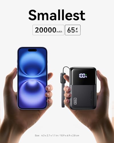 INIU 65W 20000mAh Portable Charger for Laptop & Phone, Mini Power Bank with PD QC Fast Charging (USB-C in/Out) - High Capacity Electronics Battery Pack for iPad, Samsung, Travel, Camping, Outdoor - 2