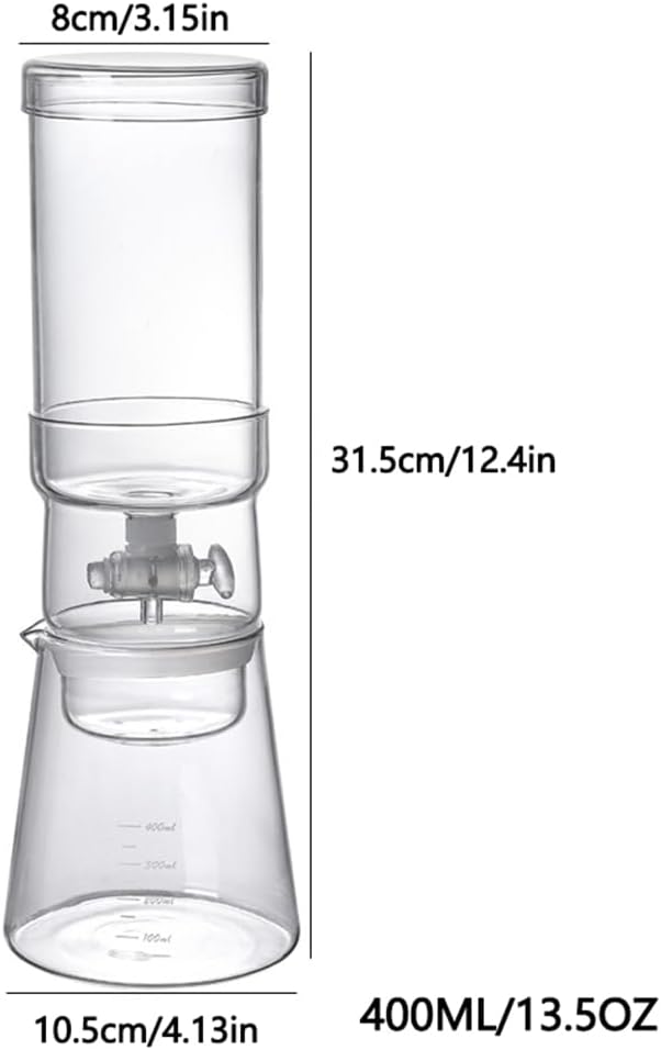 Cold Brew Coffee Maker 13.5OZ Glass Ice Drip Coffee Maker, Adjustable Outlet Drip Speed, Constant Pressure Brewing Cold Brewer