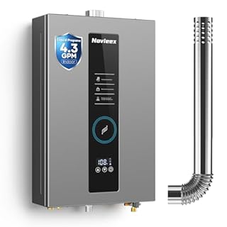 Tankless Water Heater, Novieex On Demand Water Heater Propane Gas, Up to 4.3 GPM, 100000 BTU Instant Hot Water Heater with LED Display, Indoor Installation, 2-4 Point Use for Family Bathroom Kitchen