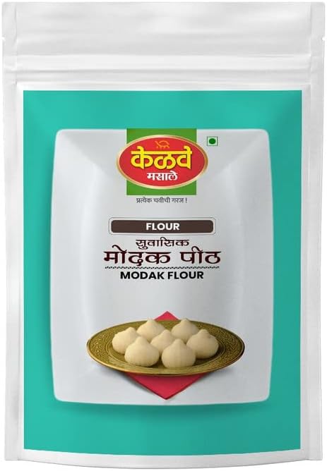 Kelve Masale Modak Flour | Modak Pith|Ambemohar+Basmati+Indrayani |Ready Flour| Kozhukattai | No Artificial Colours | Easy To Cook | No Artificial Flavour | For Healthy Delicious & Cooking | Pack 400 Gm (Pack of 1)
