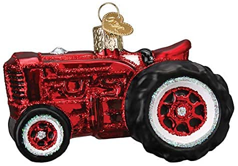 Old-World Christmas Glass Blown Ornament with S-Hook and Gift Box, Random Collection (Old Farm Tractor, 46099)