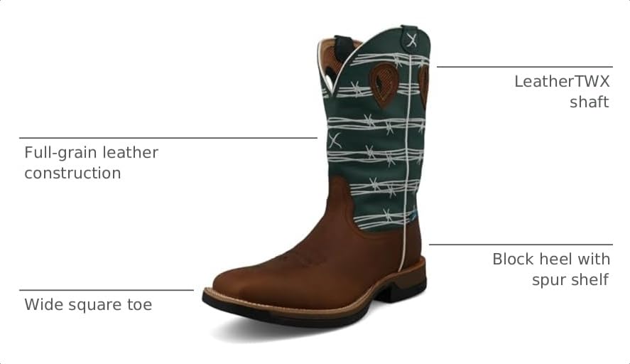 Image of Twisted X Men's 12 inch Tech X Boot, Wide Square Toe with CellStretch and Tech X