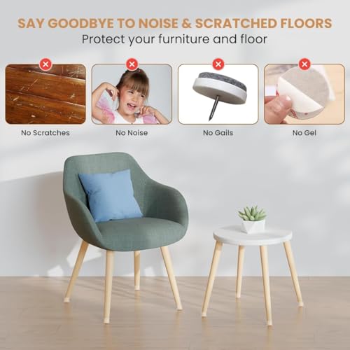 Image of 8 Pcs Silicone Chair Leg Floor Protectors, Premium Felt Furniture Pads for Hardwood Floors, Furniture Sliders for Chair Legs, Stool Leg Protectors Cap for Avoid Noise and Scratches(Large)