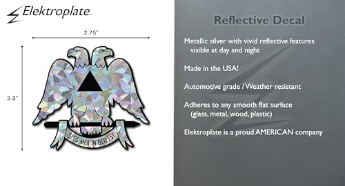 Image of Elektroplate Scottish Rite Masonic Silver Reflective Car Decal 3.0 inch | Premium Weatherproof Automotive Grade Metallic Double-Headed Eagle Sticker for Water Bottle, Laptop & More; Made in the USA