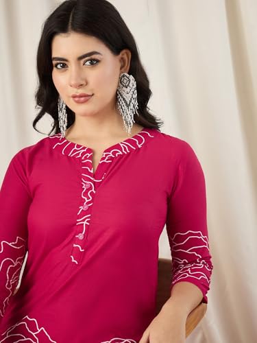 Image of Naixa Women's Lavender Cotton Printed Straight Kurta with Pant | Co-ord Set (NX-CS02)