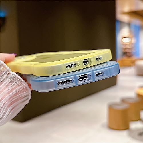 Image of Compatible with iPhone 14 Pro Case 6.1 inch 2022, Cute Kawaii Curly Wave Frame Shape Soft Silicone Shockproof Protective Phone Cover for Women Girls, Clear /Yellow