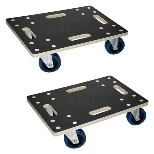 ECD Germany Chariot à roulettes, 35x50 cm, jusqu'à 800 kg, 4 Roues Pivotantes en PP, Plaque de Sérigraphie, Antidérapante, Transport de Meubles, Aide au Transport Déplacement, Chariot Déménagement