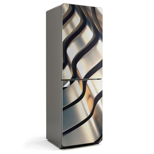 Décalcomanie couvrant entièrement le frigo texture métallique chic